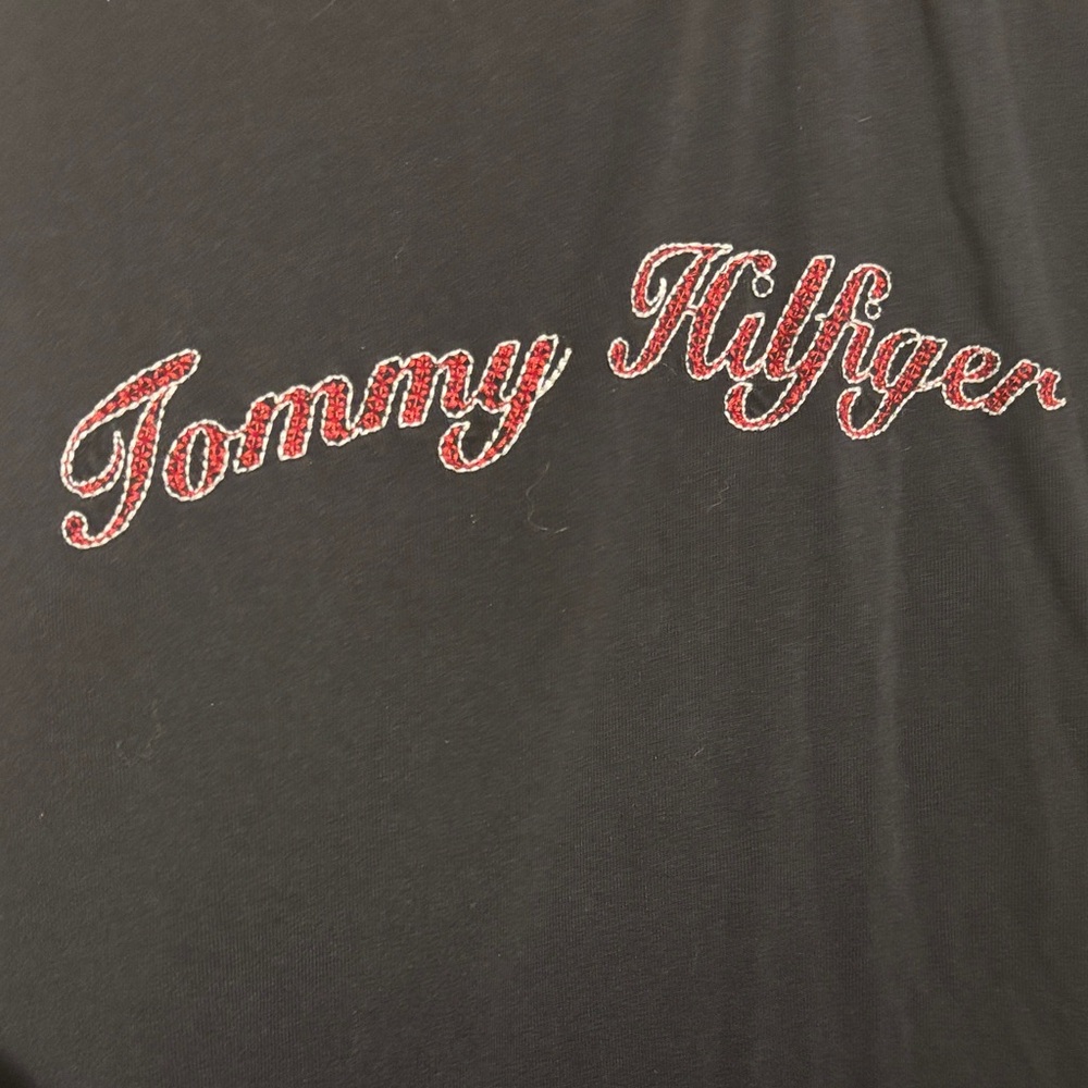 Tommy Hilfiger Black Tee with Red and White Logo